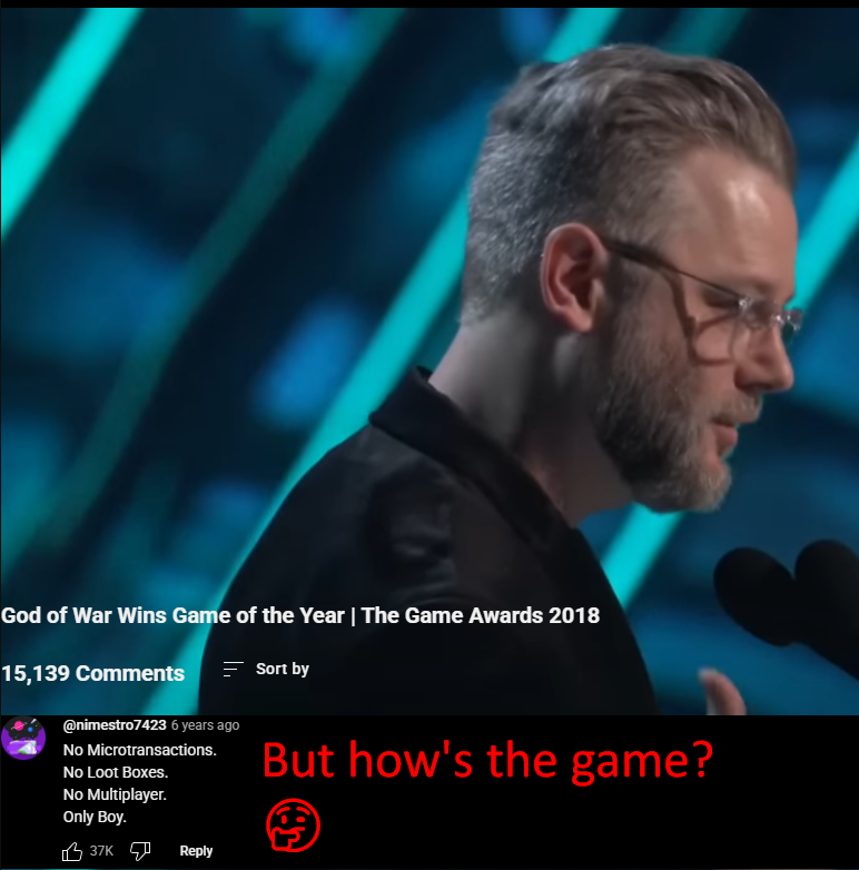 Cory Barlog right next to that comment